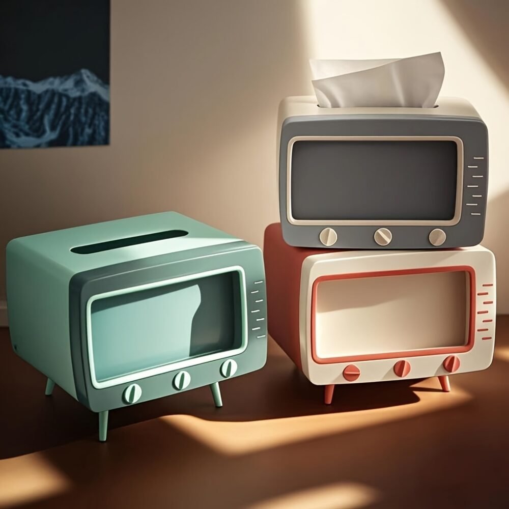 Cute Desktop TV Tissue Box Organizer