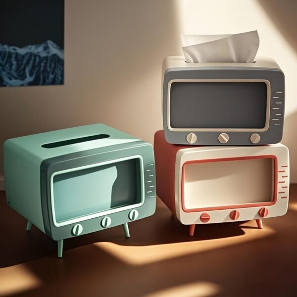 Cute Desktop TV Tissue Box Organizer