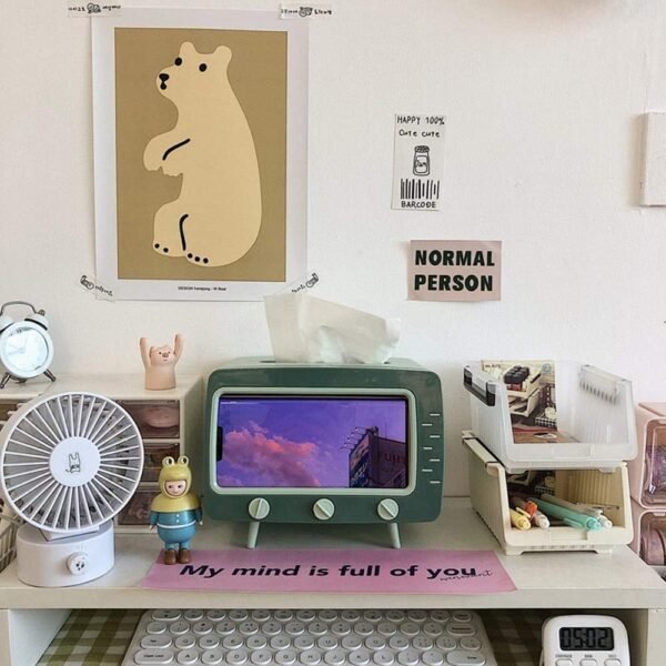 Cute Desktop TV Tissue Box Organizer - Image 3