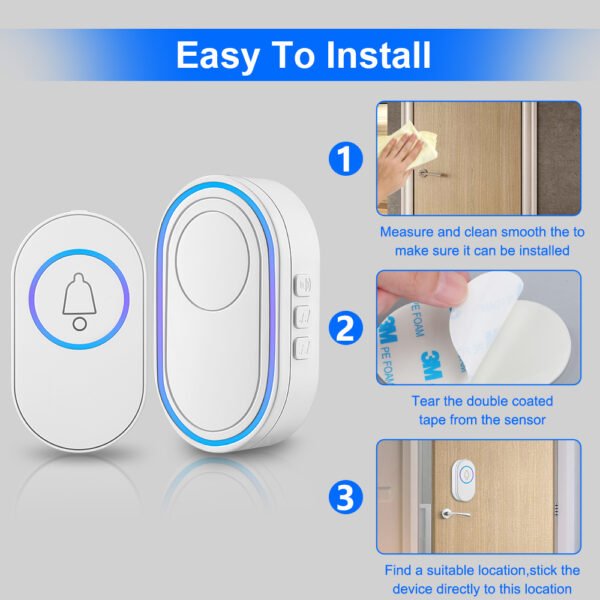 IP65 Waterproof Smart Wireless Doorbell With LED Light - Image 4