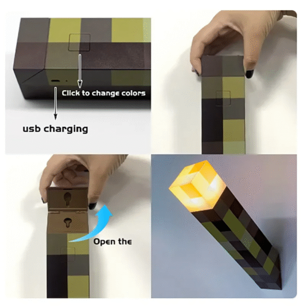 4 Colors Brownstone Minecraft Torch LED Light - Image 7