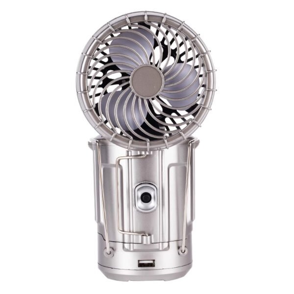 6in1 Camping Fan Light with LED Lantern, Rechargeable Battery, And Solar Power - Image 2