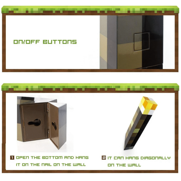4 Colors Brownstone Minecraft Torch LED Light - Image 6