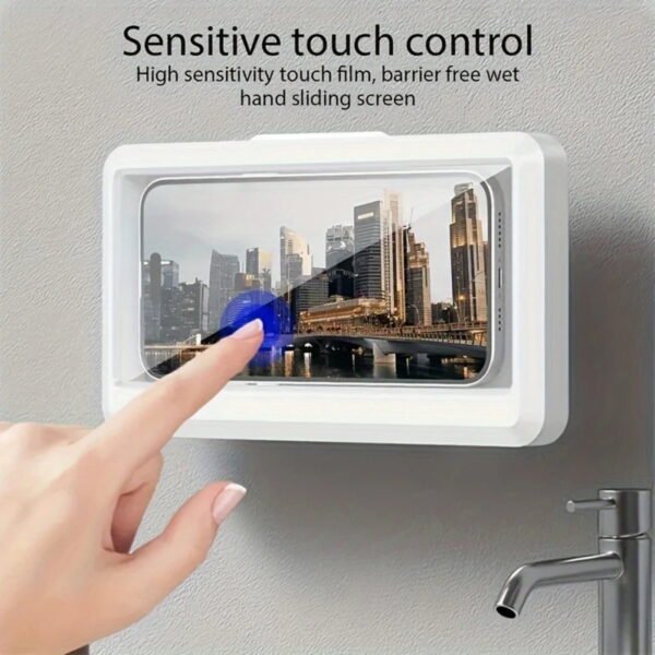 Wall Mounted Touchable Waterproof Phone Holder For Bathroom Shower - Image 2