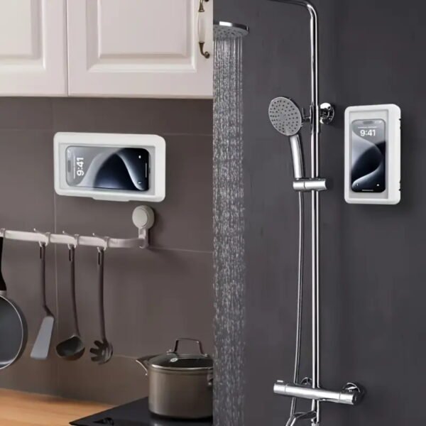 Wall Mounted Touchable Waterproof Phone Holder For Bathroom Shower - Image 9