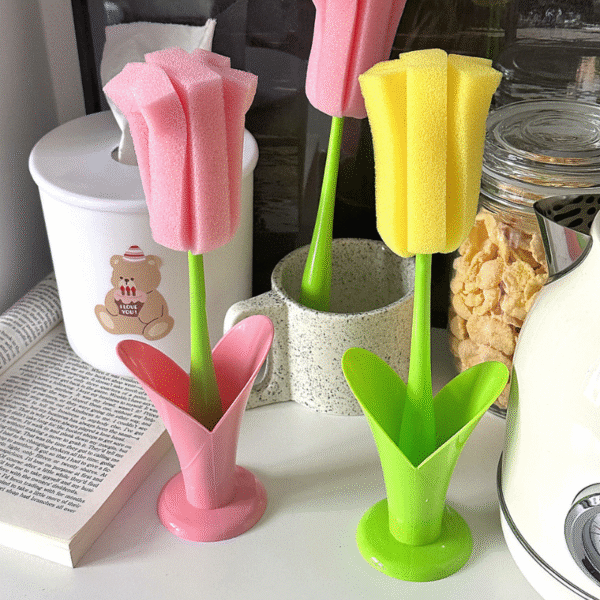 Cute Tulip Cup Brush, Ideal For Kitchen Cleaner - Image 4
