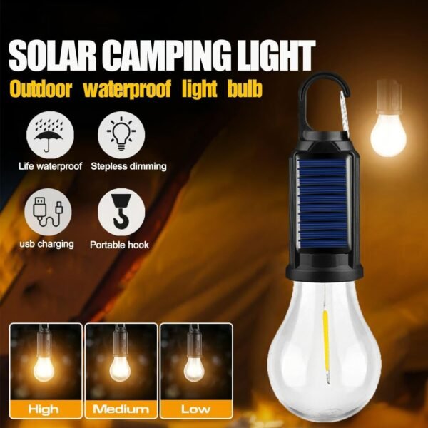 Outdoor Rechargeable Solar LED Camping Light With Mounting Hooks - Image 3