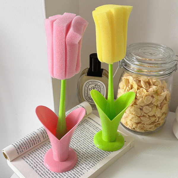Cute Tulip Cup Brush, Ideal For Kitchen Cleaner - Image 3