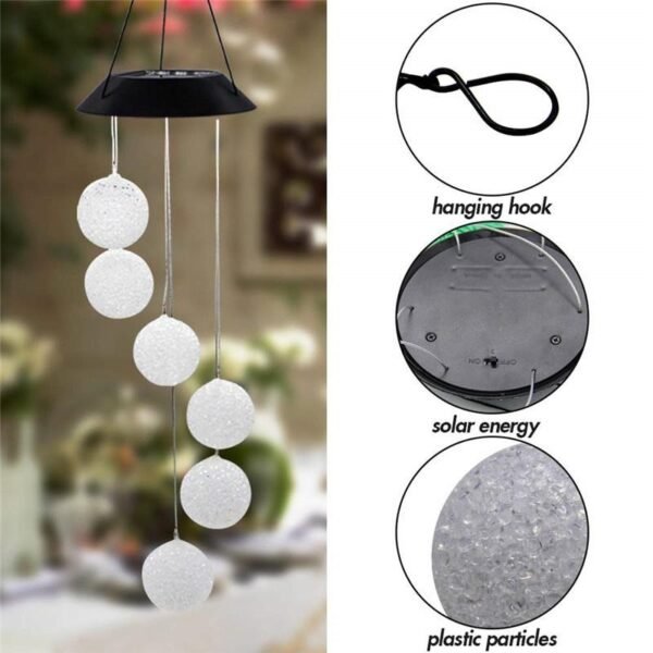 Solar-Powered LED Sparkling Wind Chimes - Image 9