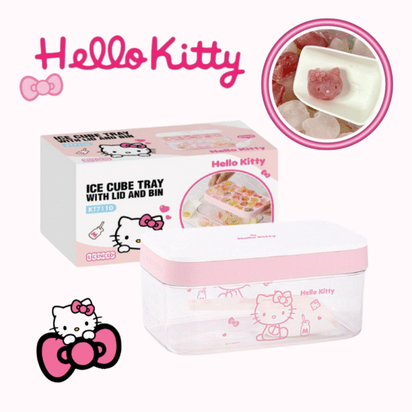 Press & Pop Hellokitty Ice Tray With Lid and Bin