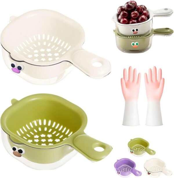 Double-Layer Veggie Drain Basket With Handle, Kitchen Tool - Image 10
