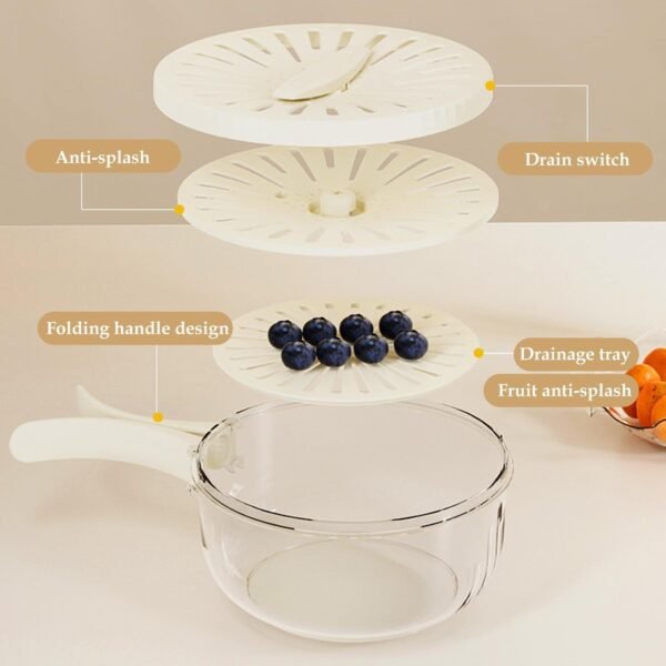 3-in-1 Multi-Use Colander Bowl For Quick & Easy Fruit & Veggie Washer & Strainer - Image 4