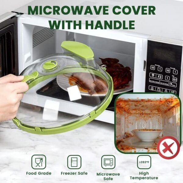 Dual Action Steam & Splash Control Microwave Cover - Image 5