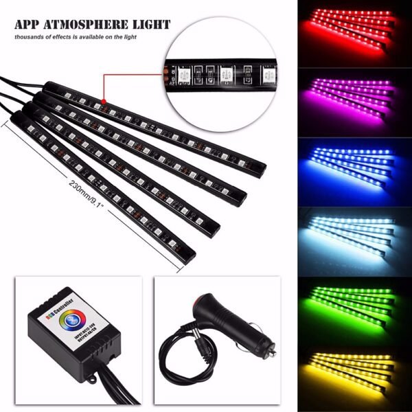 4PCS RGB LED Car Interior Light Strips - Image 7