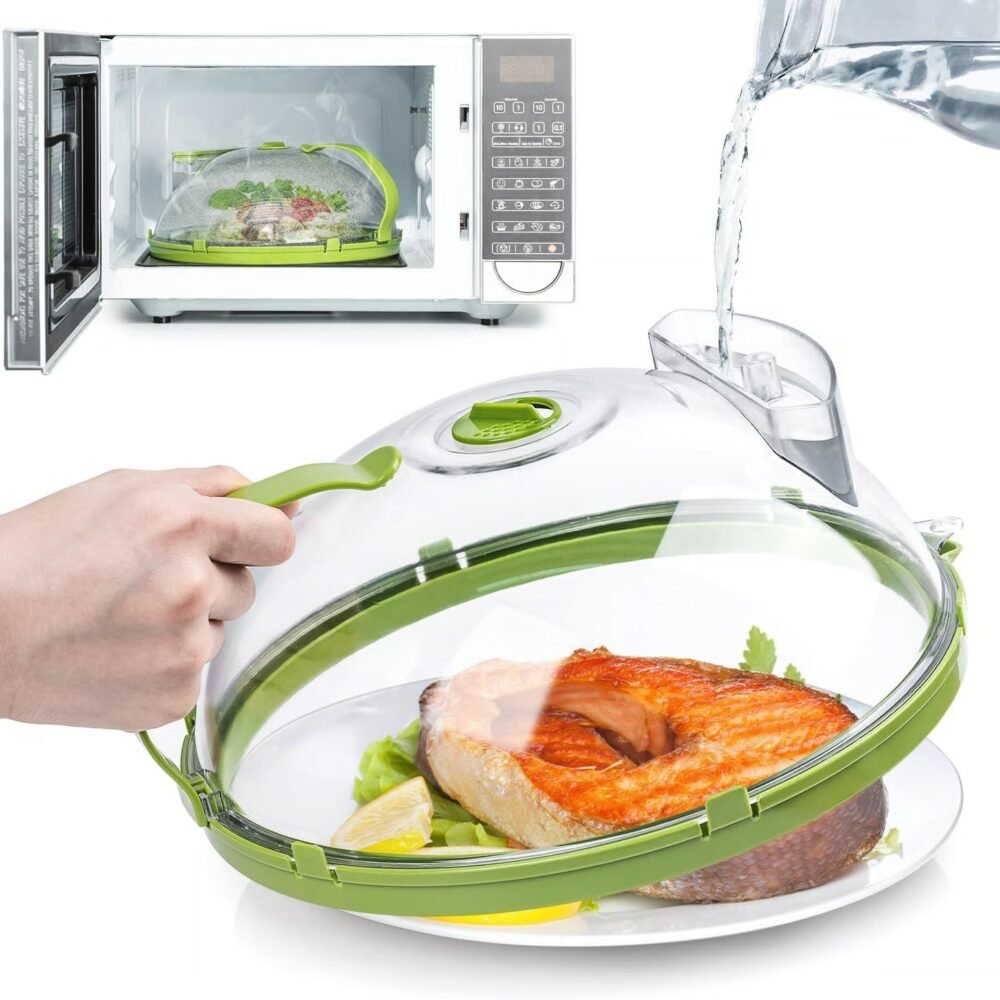 Dual Action Steam & Splash Control Microwave Cover