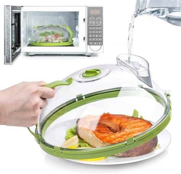 Dual Action Steam & Splash Control Microwave Cover