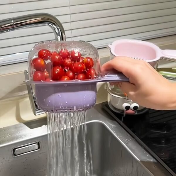Double-Layer Veggie Drain Basket With Handle, Kitchen Tool - Image 2