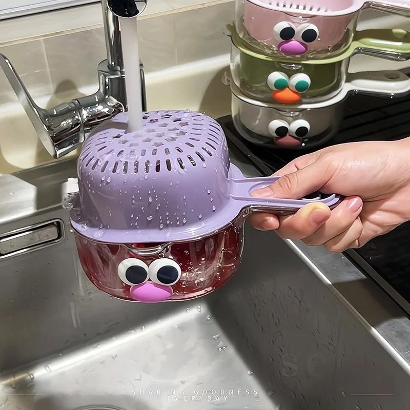 Double-Layer Veggie Drain Basket With Handle, Kitchen Tool