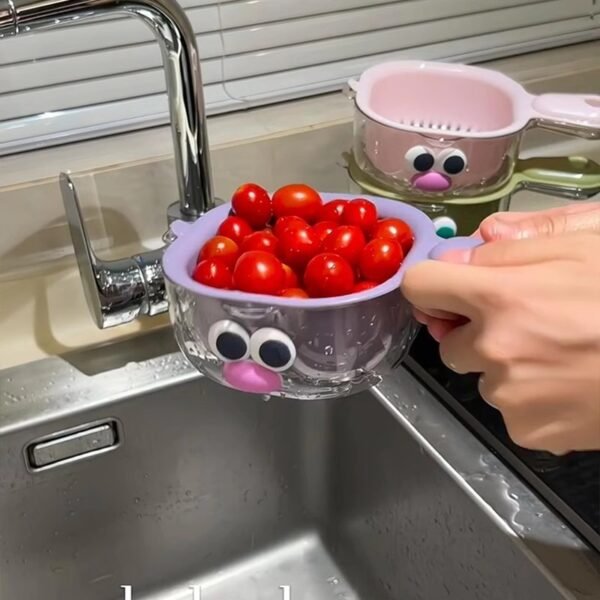 Double-Layer Veggie Drain Basket With Handle, Kitchen Tool - Image 3