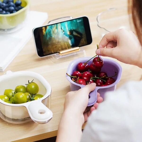 Double-Layer Veggie Drain Basket With Handle, Kitchen Tool - Image 8