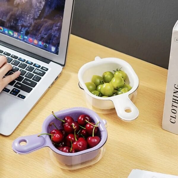 Double-Layer Veggie Drain Basket With Handle, Kitchen Tool - Image 9