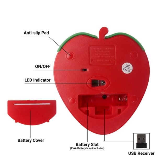 🔥 Today Only 🔥 Cute Wireless 2.4G Heart Strawberry Mouse For Laptop PC - Image 8