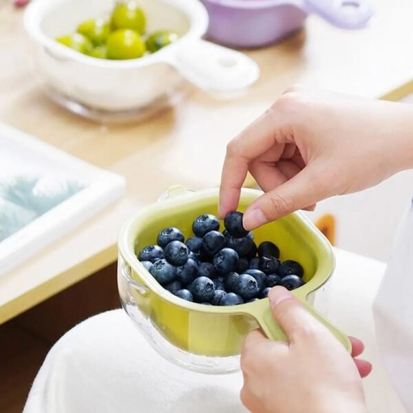 Double-Layer Veggie Drain Basket With Handle, Kitchen Tool - Image 7