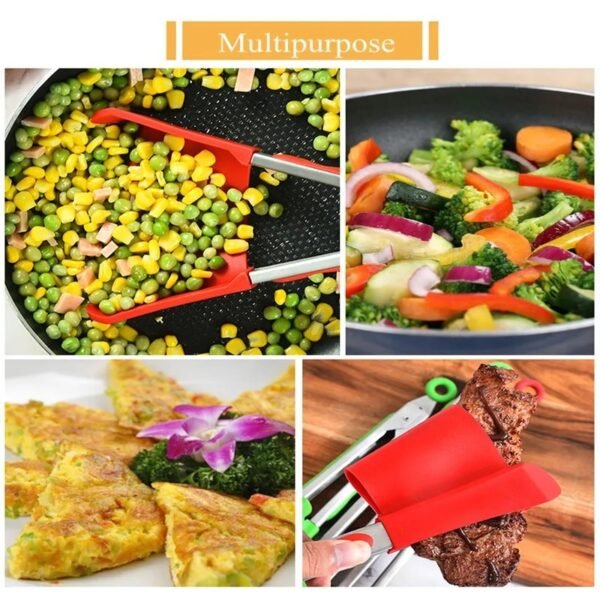 New Creative 2in1 Spatula Tongs, Kitchen Tool - Image 9