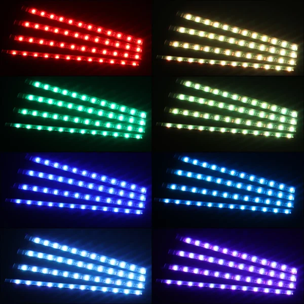 4PCS RGB LED Car Interior Light Strips - Image 2