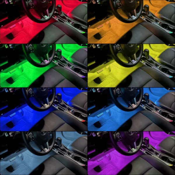 4PCS RGB LED Car Interior Light Strips - Image 4