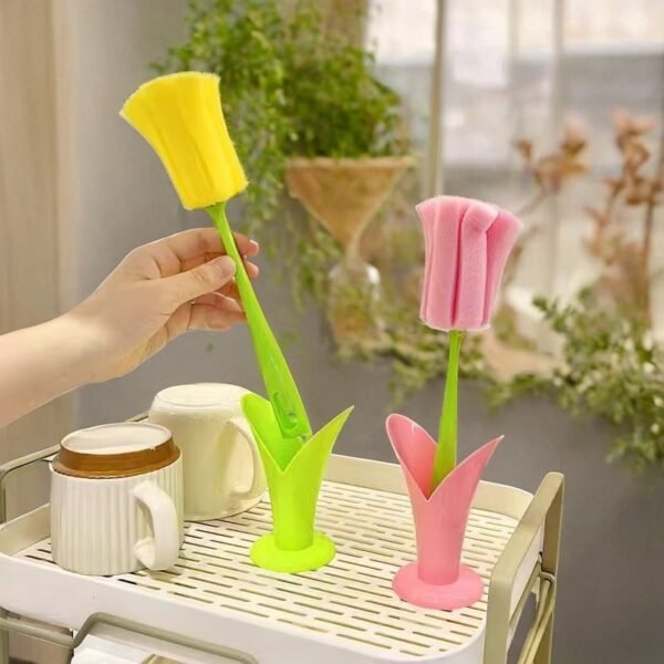 Cute Tulip Cup Brush, Ideal For Kitchen Cleaner - Image 9