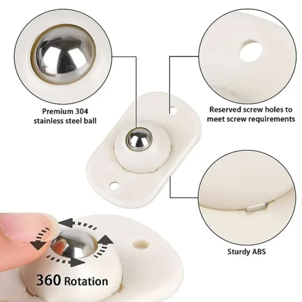 Stainless Steel Paste Universal Mini Swivel Wheels - Image 7