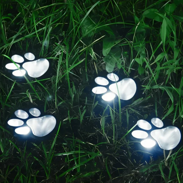 Outdoor Solar Pet Paw Print Light