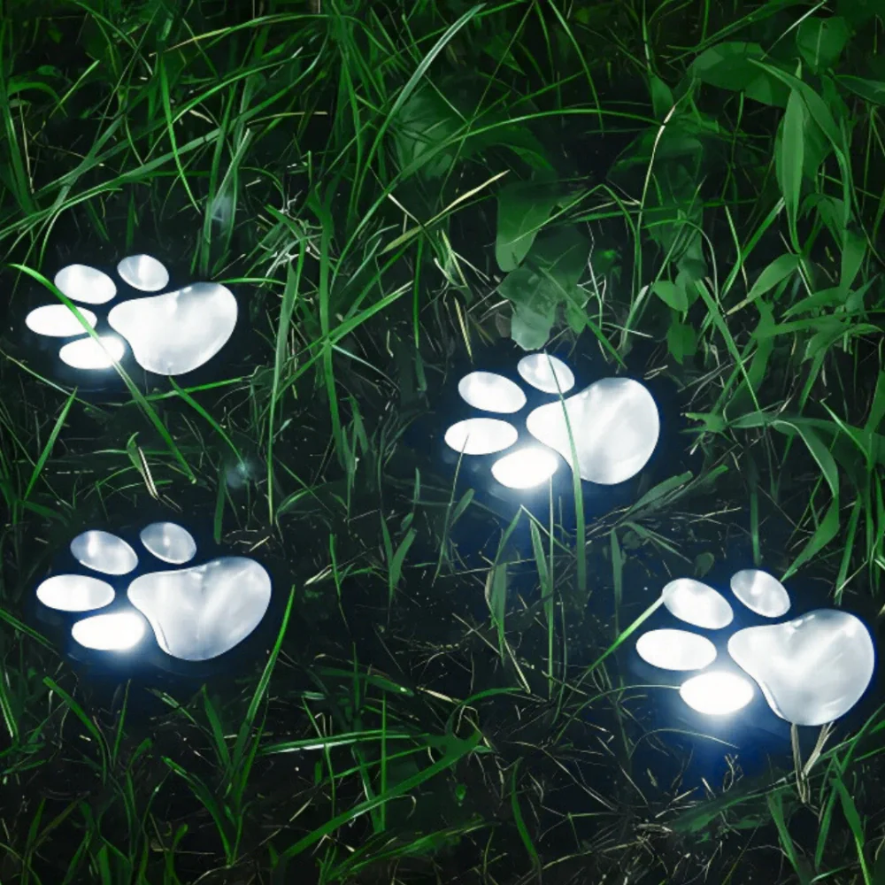 Outdoor Solar Pet Paw Print Light