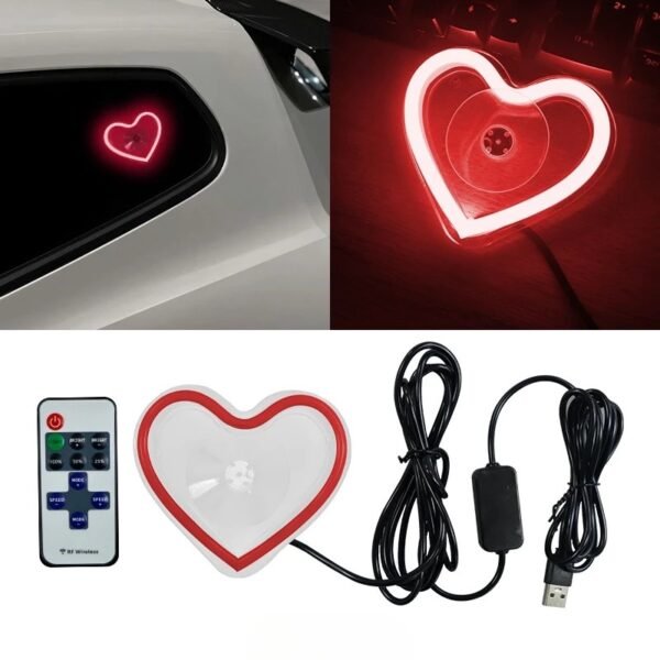 Glowing Neon Love Heart Car Lights - Image 22