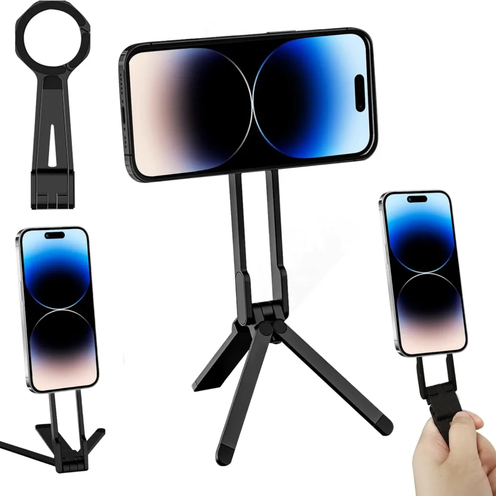 Buckle And Foldable Carabiner-Mounted Magnetic Tripod