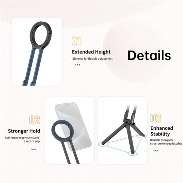 Buckle And Foldable Carabiner-Mounted Magnetic Tripod - Image 6