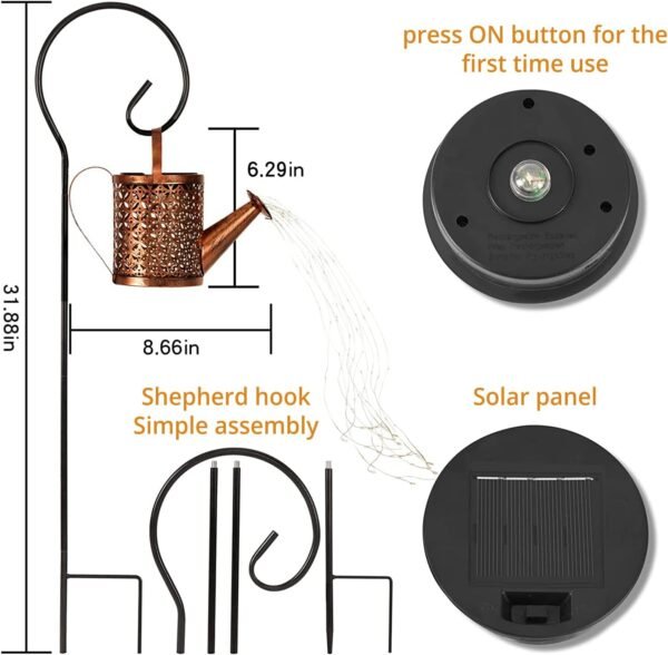 Outdoor Solar LED Fairy Lantern Watering Can Light - Image 12