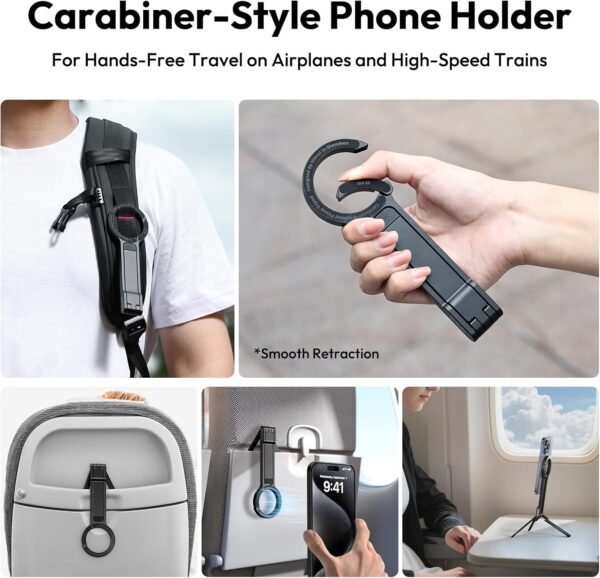 Buckle And Foldable Carabiner-Mounted Magnetic Tripod - Image 3
