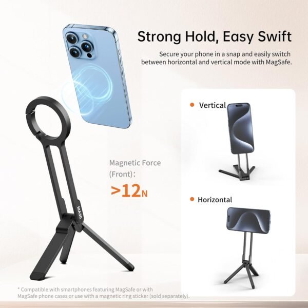 Buckle And Foldable Carabiner-Mounted Magnetic Tripod - Image 8