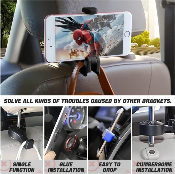 3in1 Back Seat Headrest Hook - Image 5