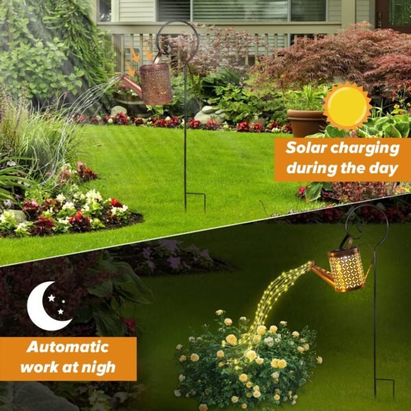 Outdoor Solar LED Fairy Lantern Watering Can Light - Image 2