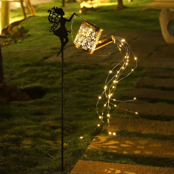 Outdoor Solar LED Fairy Lantern Watering Can Light - Image 3