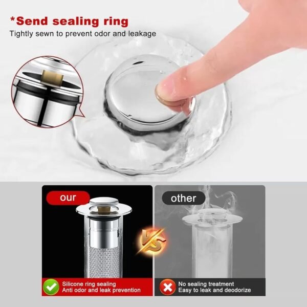 Stainless Steel Pop-Up Sink Drain Stopper - Image 8