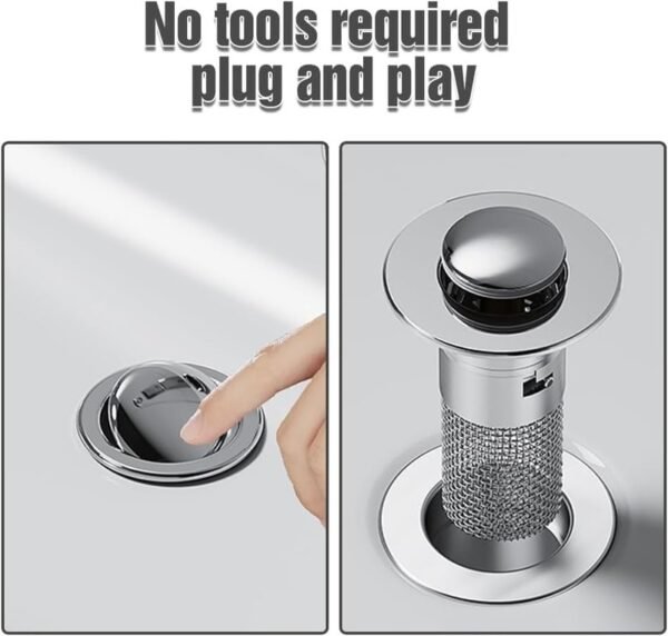 Stainless Steel Pop-Up Sink Drain Stopper - Image 6