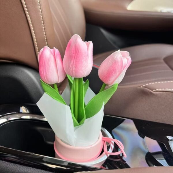 Artificial Car Tulip Bouquet Ornament, Unique Gift For Car Lovers - Image 8