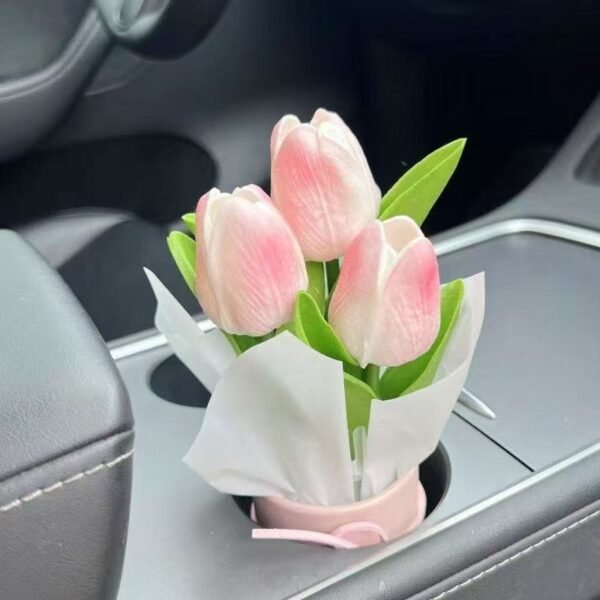Artificial Car Tulip Bouquet Ornament, Unique Gift For Car Lovers - Image 10
