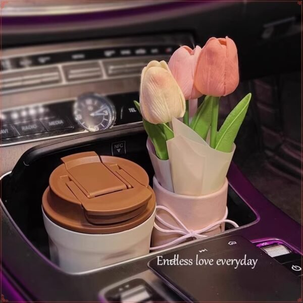 Artificial Car Tulip Bouquet Ornament, Unique Gift For Car Lovers - Image 4