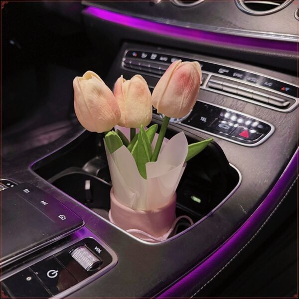 Artificial Car Tulip Bouquet Ornament, Unique Gift For Car Lovers - Image 5