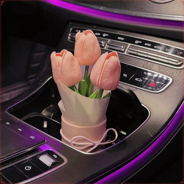 Artificial Car Tulip Bouquet Ornament, Unique Gift For Car Lovers - Image 6